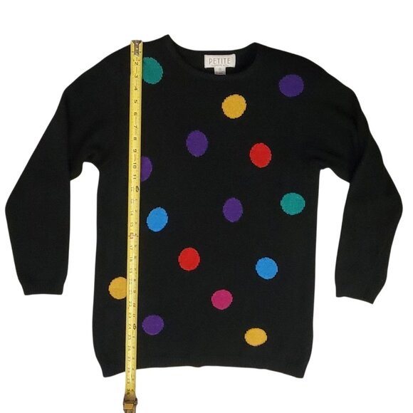 Vintage Petite Sophisticate Lambswool and Angora Polka Dot Long Black Sweater - Picture 7 of 9